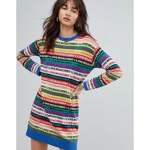 LOVE MOSCHINO Multi-Color Knitted Logo Dress